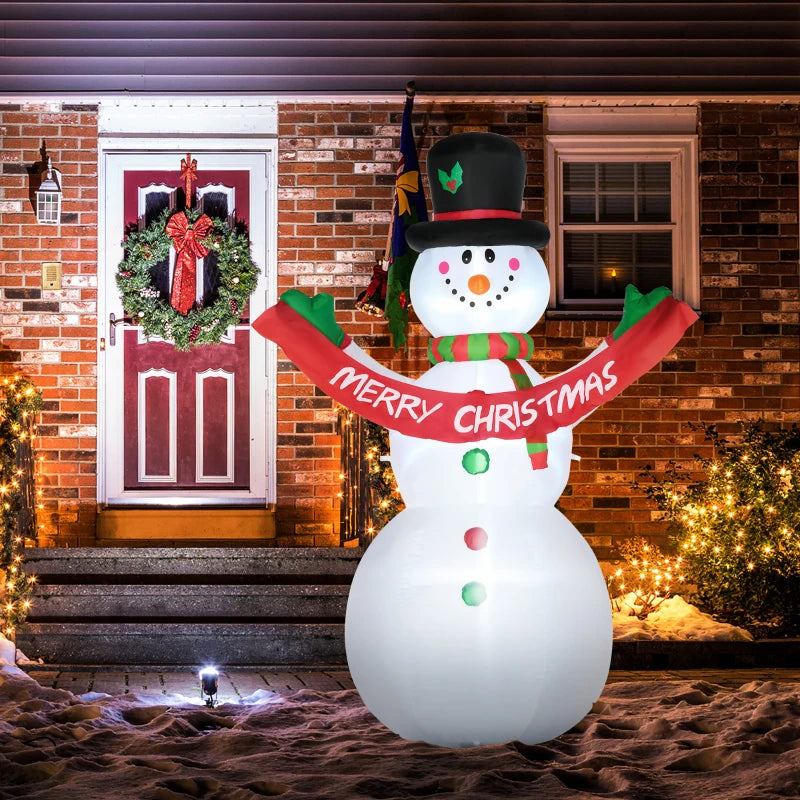 HOMCOM 4FT Inflatable Christmas Snowmen Family, LED Lighted Holiday Blow Up Decoration for Indoor & Outdoor Display 
