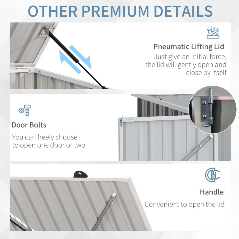 5ft x 3ft Outdoor Storage Shed, Garbage Bin Shed Organizer with Lockable Double Doors and Openable Lid