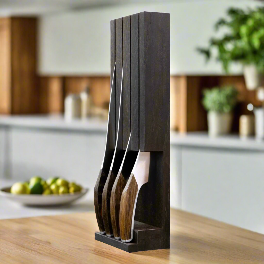 SYNCHROS | 4 piece bundle with Oak-wood Knife holder 