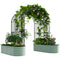 Galvanized Raised Garden Beds with Arch Trellis, Metal Planter Box with Climbing Net, Rubber Strap Edging, Open Bottom