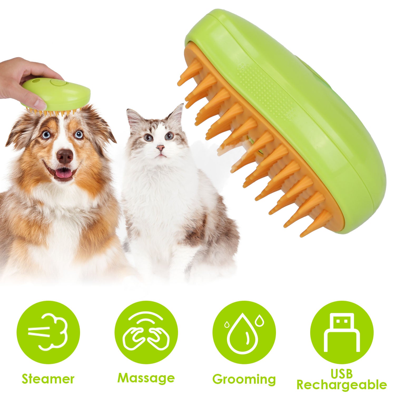 3 In 1 Cat Grooming Steam Brush Hair Brush with Steamer Pet Massage Comb Cleaning Brush for Cats Dogs USB Rechargeable