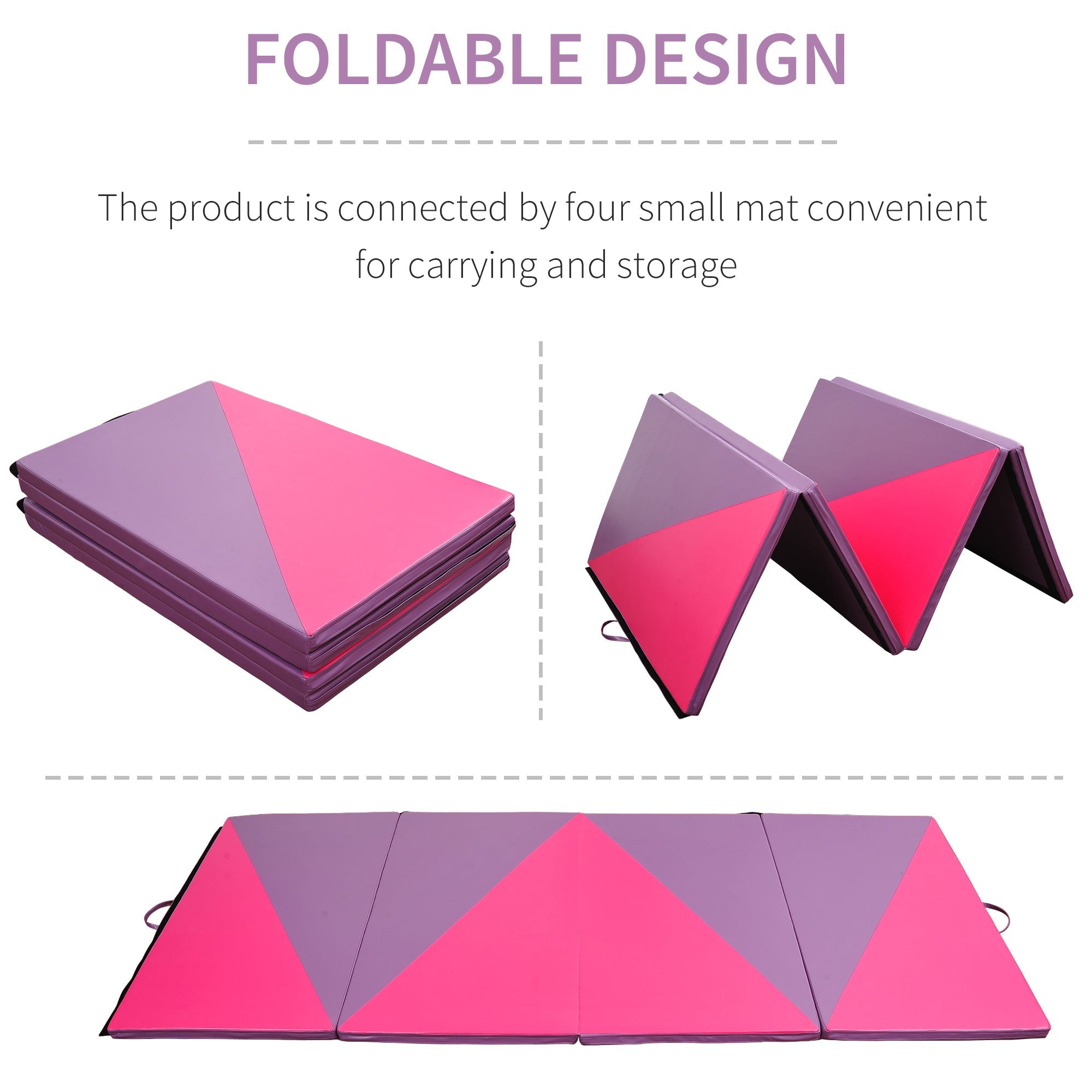 Soozier 4'x10'x2'' Folding Gymnastics Tumbling Mat, Exercise Mat  with Carrying Handles for Yoga, MMA, Martial Arts, Stretching 