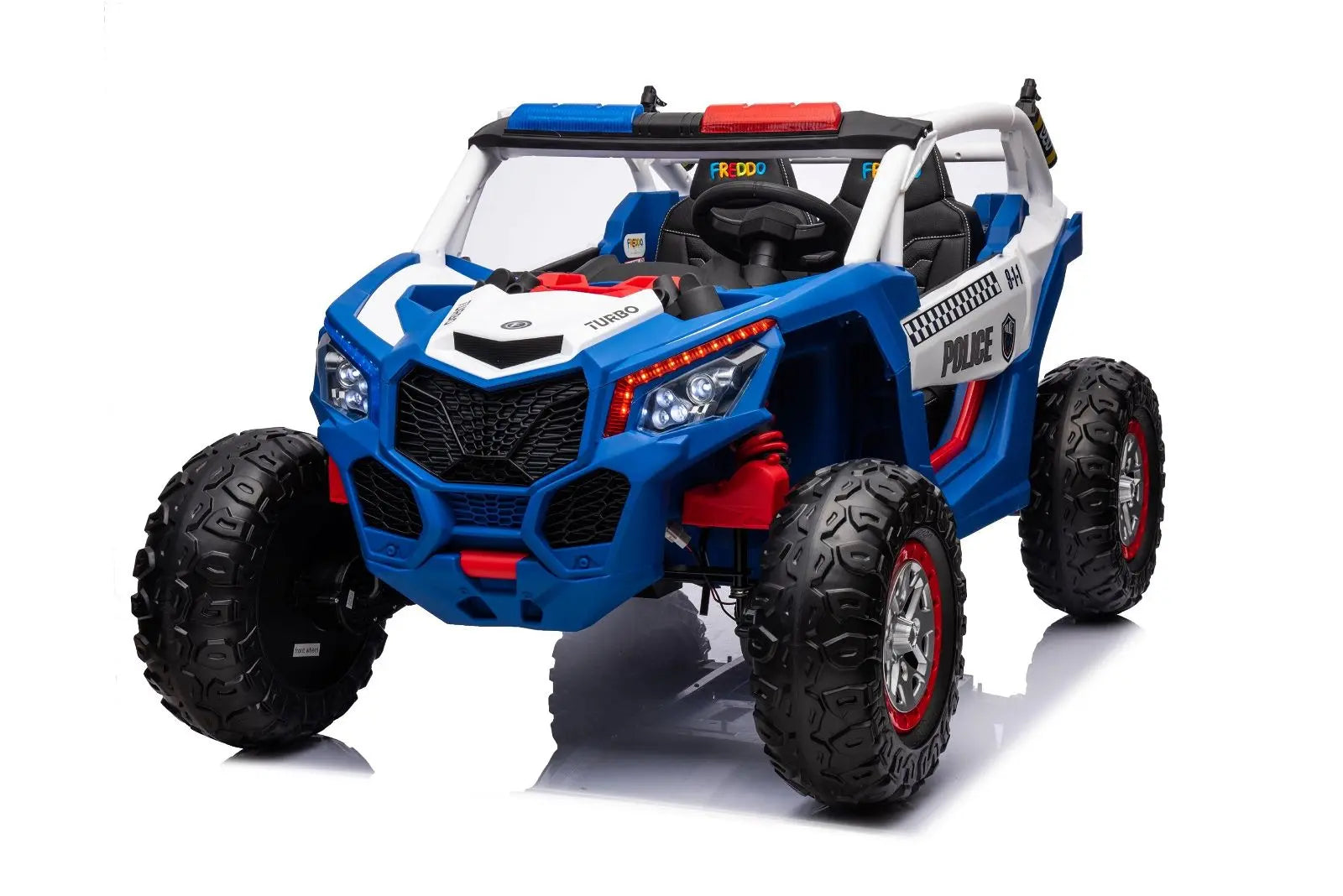24V 4x4 Freddo Storm Police UTV 2-Seater for Kids with Lights & Sirens for Action-Packed Adventures 