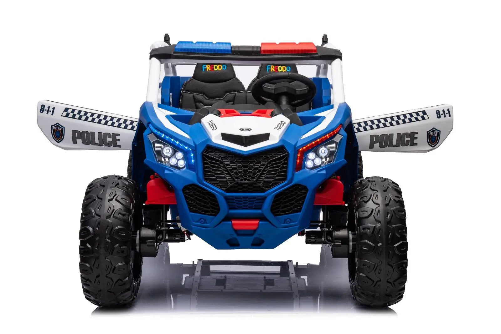 24V 4x4 Freddo Storm Police UTV 2-Seater for Kids with Lights & Sirens for Action-Packed Adventures 