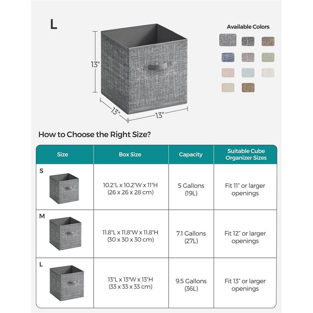 SONGMICS Non-Woven Fabric Storage Cubes with Double Handles 