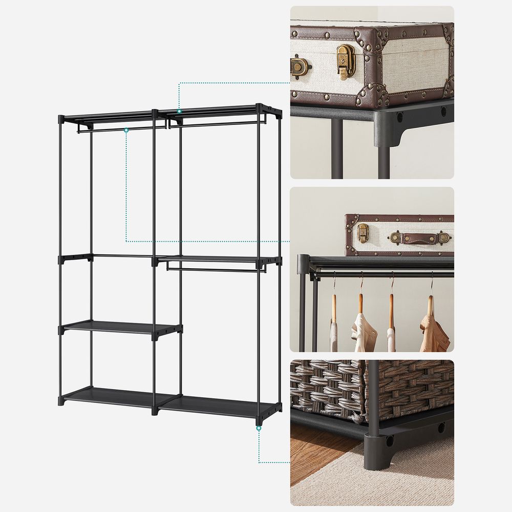 SONGMICS Freestanding Closet Organizer with Shelves, Hanging Rods 
