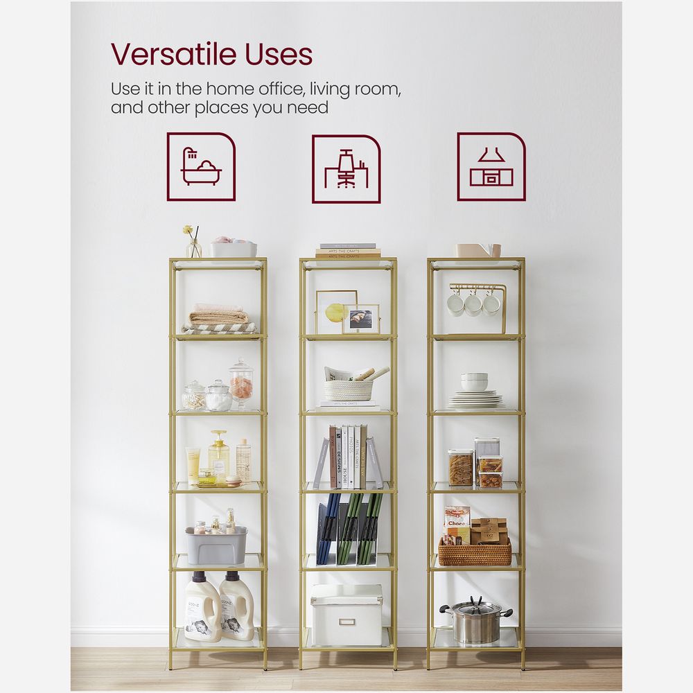 VASAGLE Bookcase, Slim Shelving Unit 