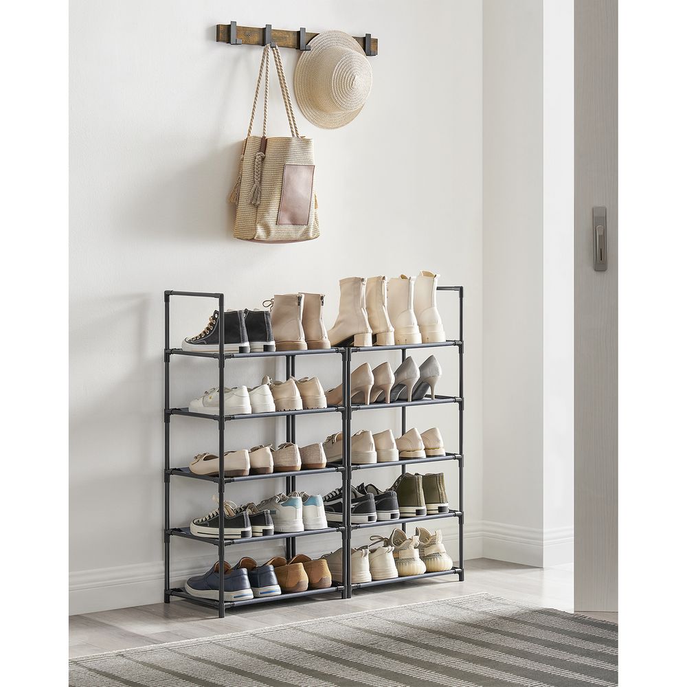 SONGMICS 10-Tier Shoe Shelf with Metal Frame 