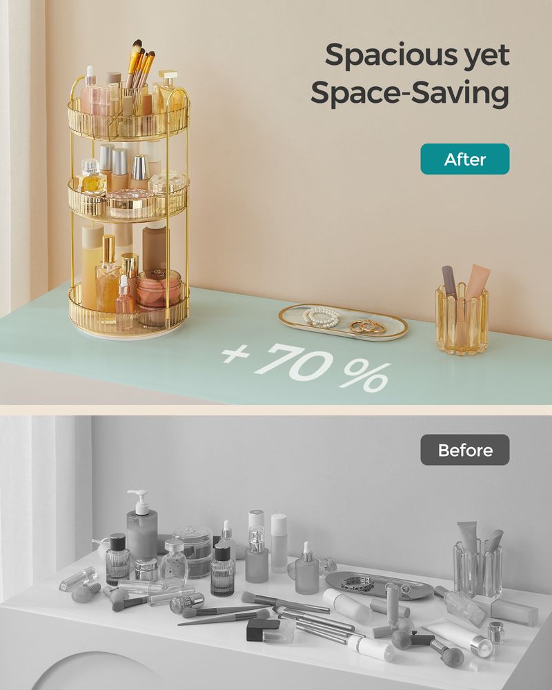 SONGMICS Round Rotating Skincare Organizer Countertop 