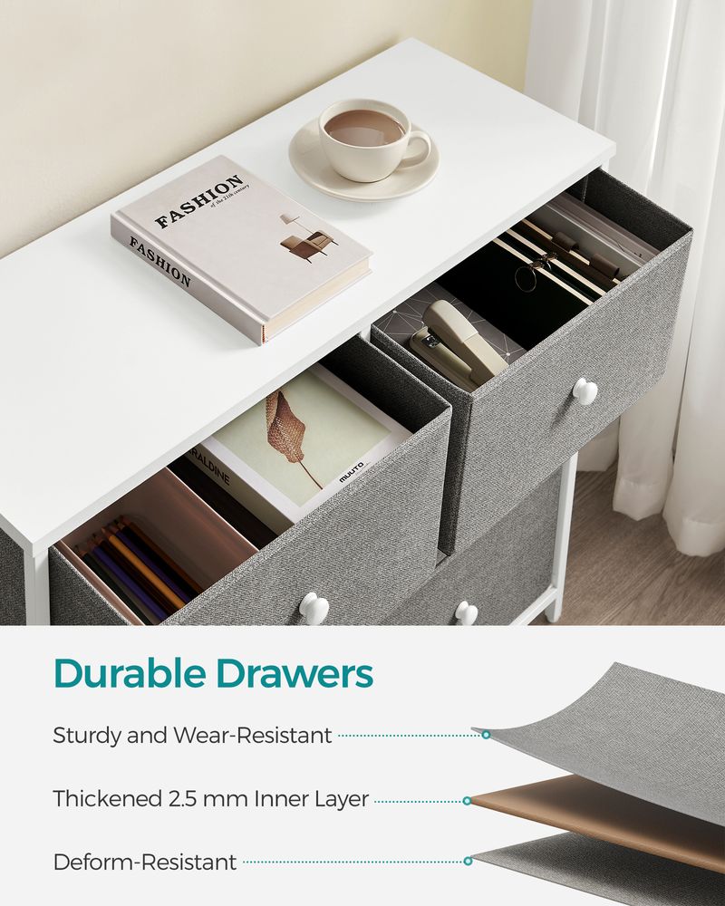 SONGMICS Closet Fabric Dresser with Metal Frame 