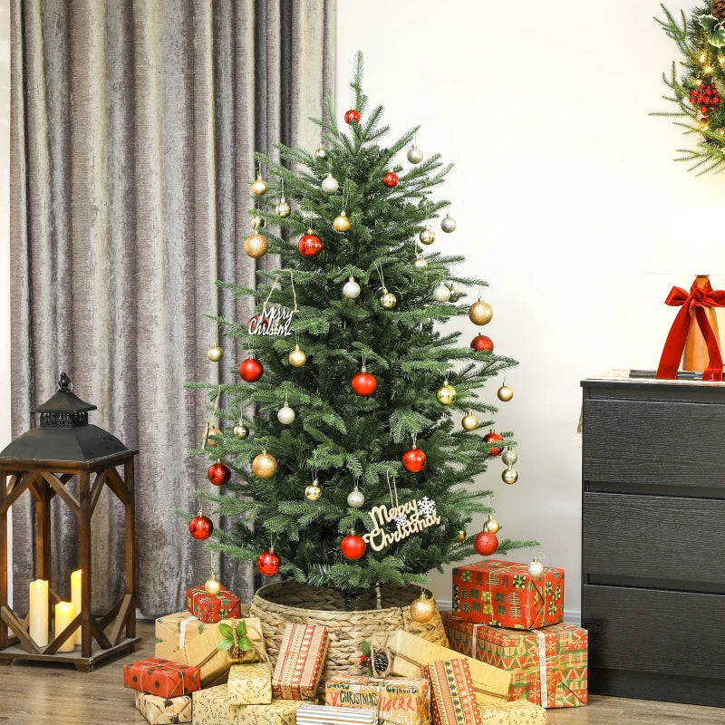 HOMCOM 5ft Artificial Christmas Tree – Dense Realistic Full Ponderosa Fir, Hinged Branches, Easy Assembly 