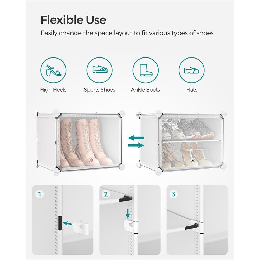 SONGMICS Cubes Plastic Shoe Rack with Doors, Holds Up to 16 to 48 Pair of Shoes 