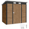 6' x 4' Galvanized Garden Storage Shed, Metal Outdoor Shed with Double Doors and 2 Vents, Teak