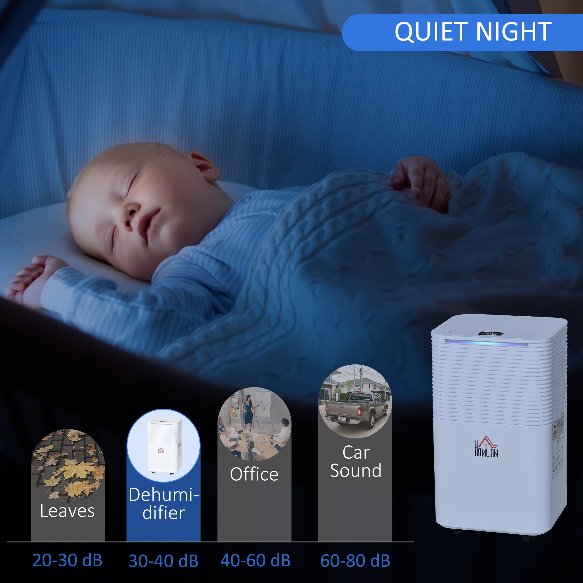 HOMCOM 1260 sq.Ft Portable Quiet Dehumidifier for Home Laundry Room, 21pt Electric Moisture Air De-Humidifier with 3 Modes 