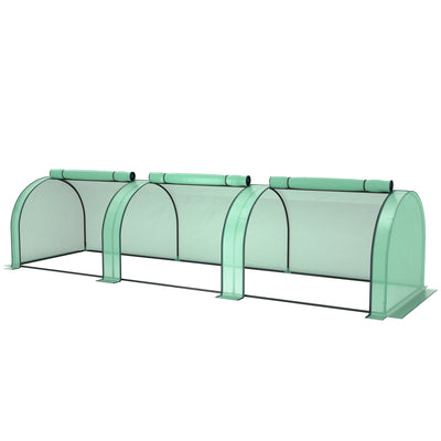 Outsunny Mini Tunnel Greenhouse with PE Cover Garden Green Grow Shed with Steel Frame Zipped Doors, Green 