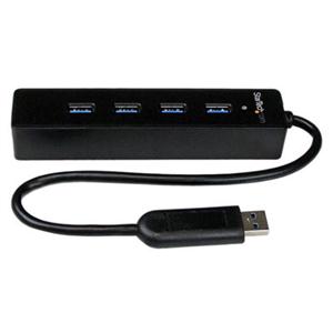 4 Port Portable SuperSpeed USB 3.0 Hub with Built-in Cable - 5Gbps 