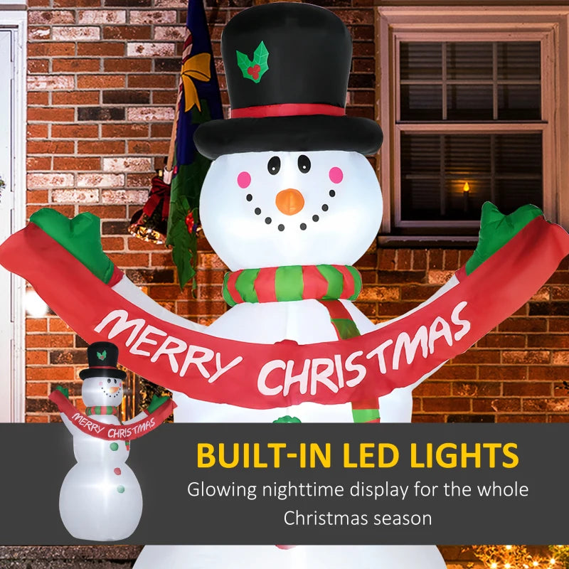HOMCOM 4FT Inflatable Christmas Snowmen Family, LED Lighted Holiday Blow Up Decoration for Indoor & Outdoor Display 
