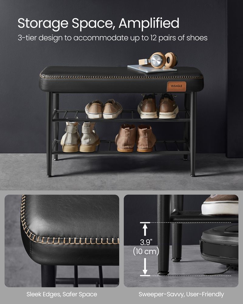 VASAGLE EKHO Collection - Shoe Bench with Metal Shelves 