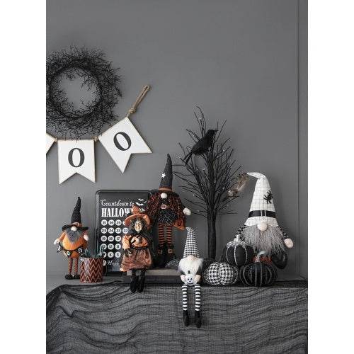 8.3x5x24 Fabric Standing Gnome W Orange Banner  Spring Body, For Halloween Decor 