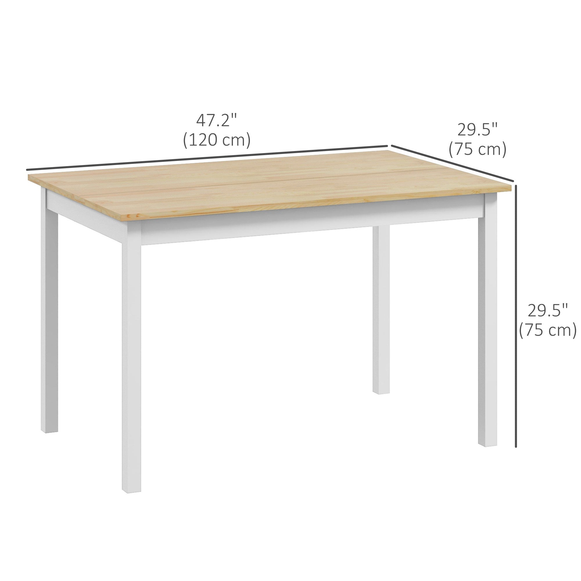 HOMCOM 47" x 30" Dining Table, Farmhouse Dining Room Table with Pine Wood Frame, Space Saving Kitchen Table, Natural 