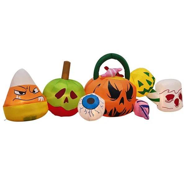 8FT Long Halloween Inflatables Pumpkins Eyeball Candy Outdoor Decorations, Blow Up Yard Decoration With Built-in LEDs Lighted For Lawn Garden Outside Indoor Decor 