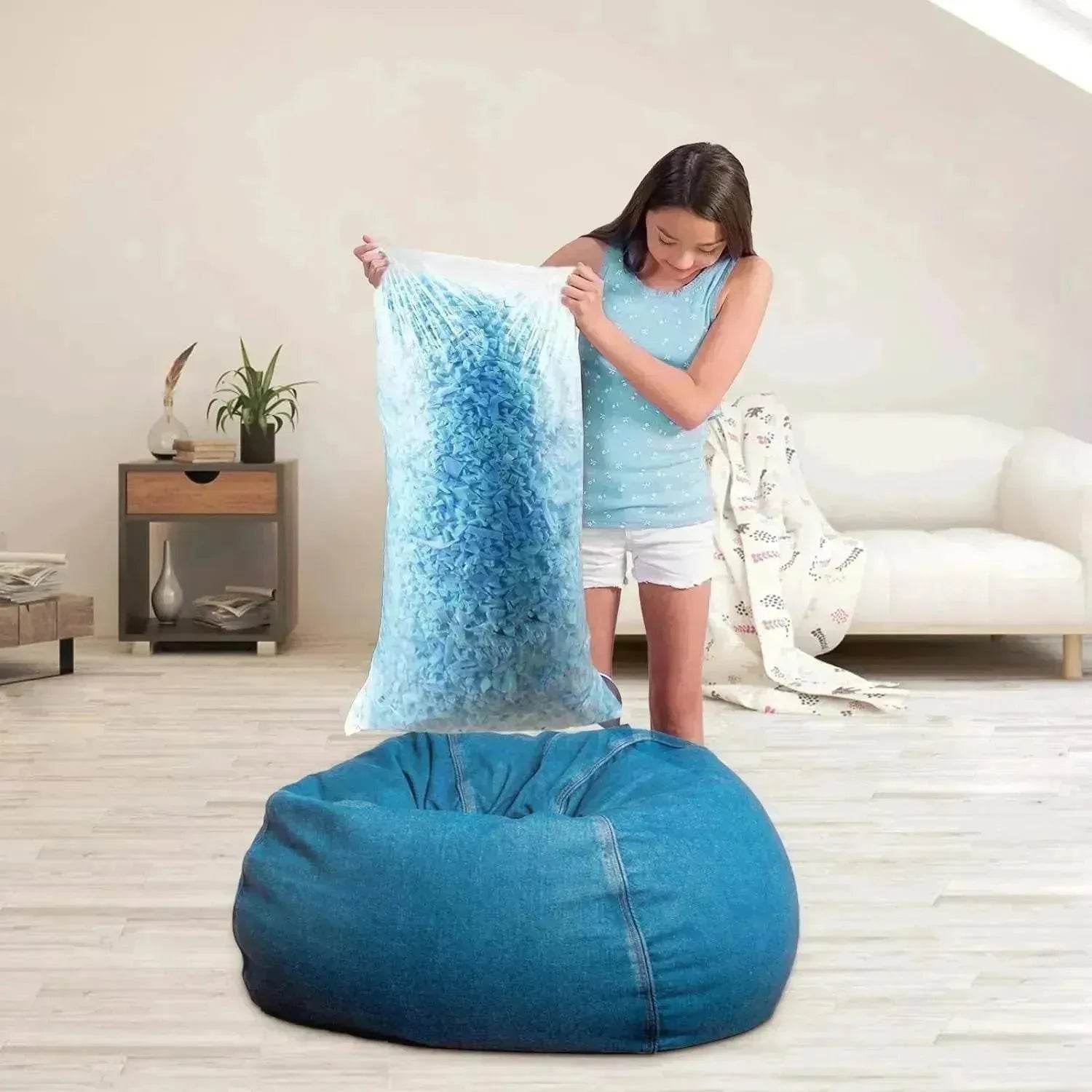 5lbs Bean Bag Filler, Shredded Memory Foam Filling For Bean Bag Chair, Dog Beds, Cushions Pillows, Added Gel Particles 