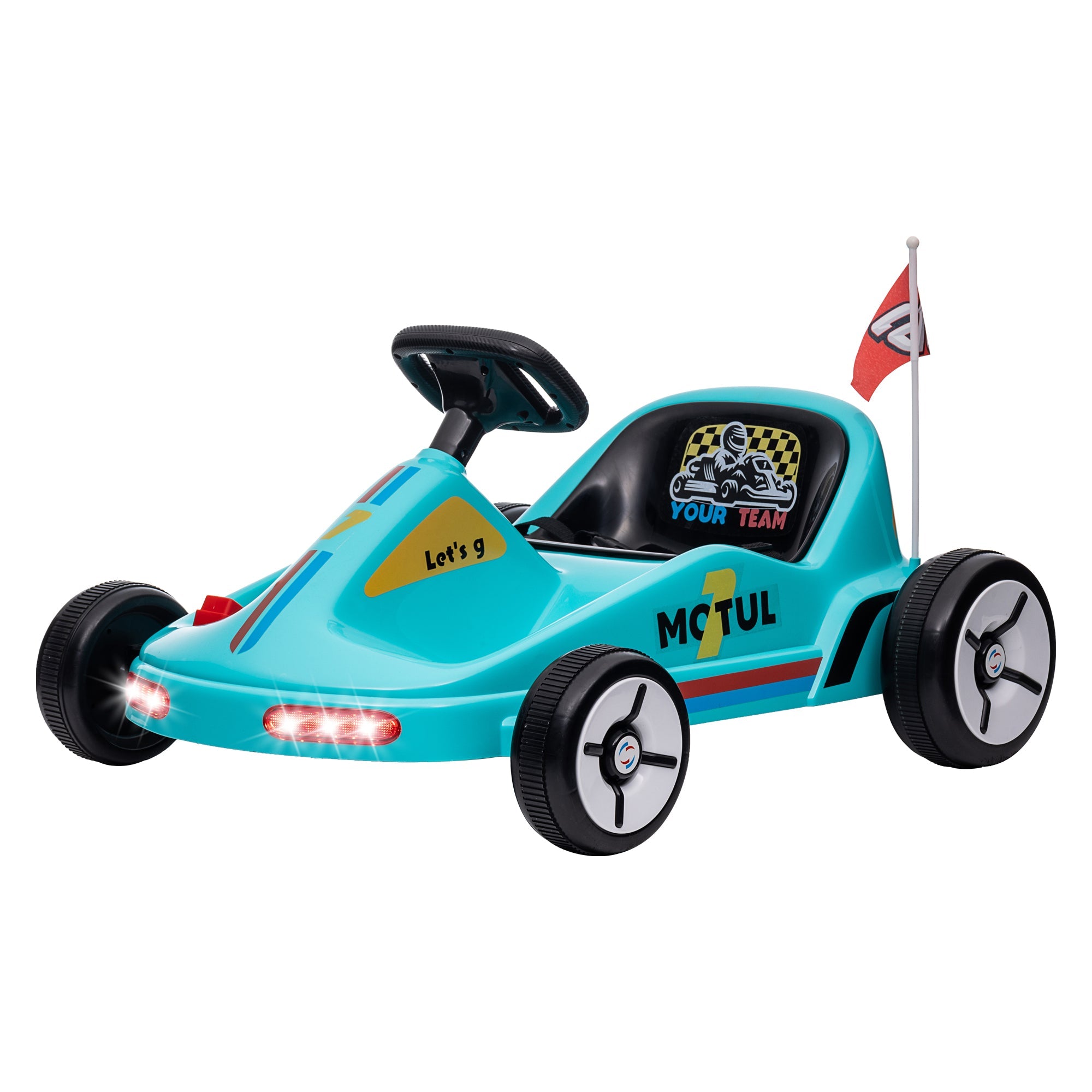 Qaba 6V Electric Go Kart for Aged 3-5 Kids with Music, Light, Horn, Blue 