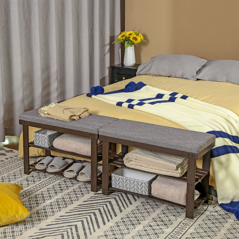 SONGMICS Bamboo Shoe Bench 