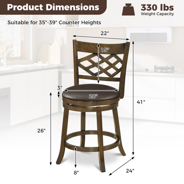 31 Inch Counter Height Bar Stools Set of 2 with Rubber Wood Frame-31 Inch