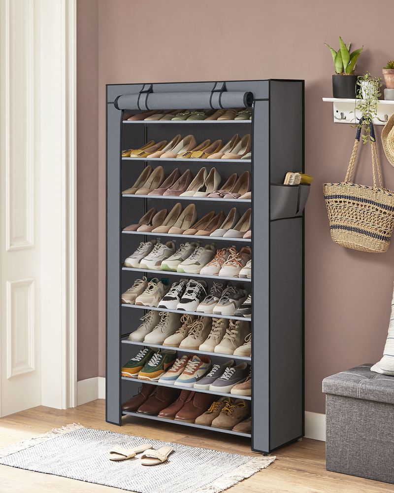 SONGMICS 9 Tier Shoe Rack with Nonwoven Fabric Cover 