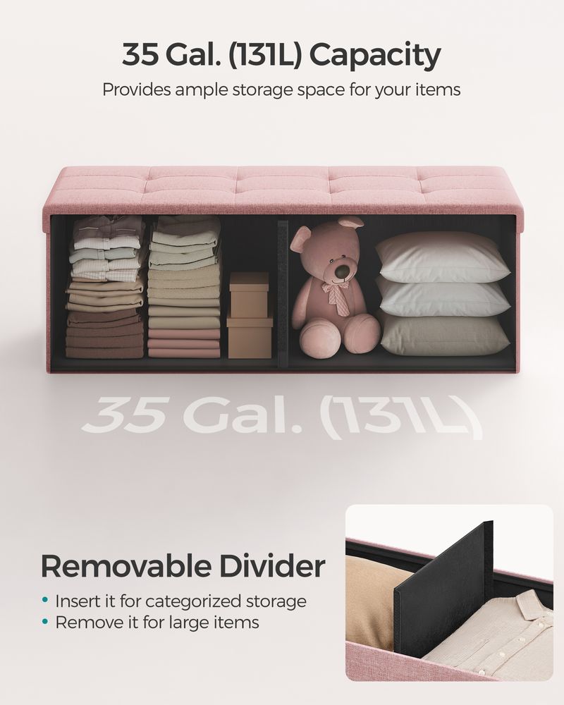 SONGMICS MAZIE Collection 43'' Folding Storage Ottoman Bench 