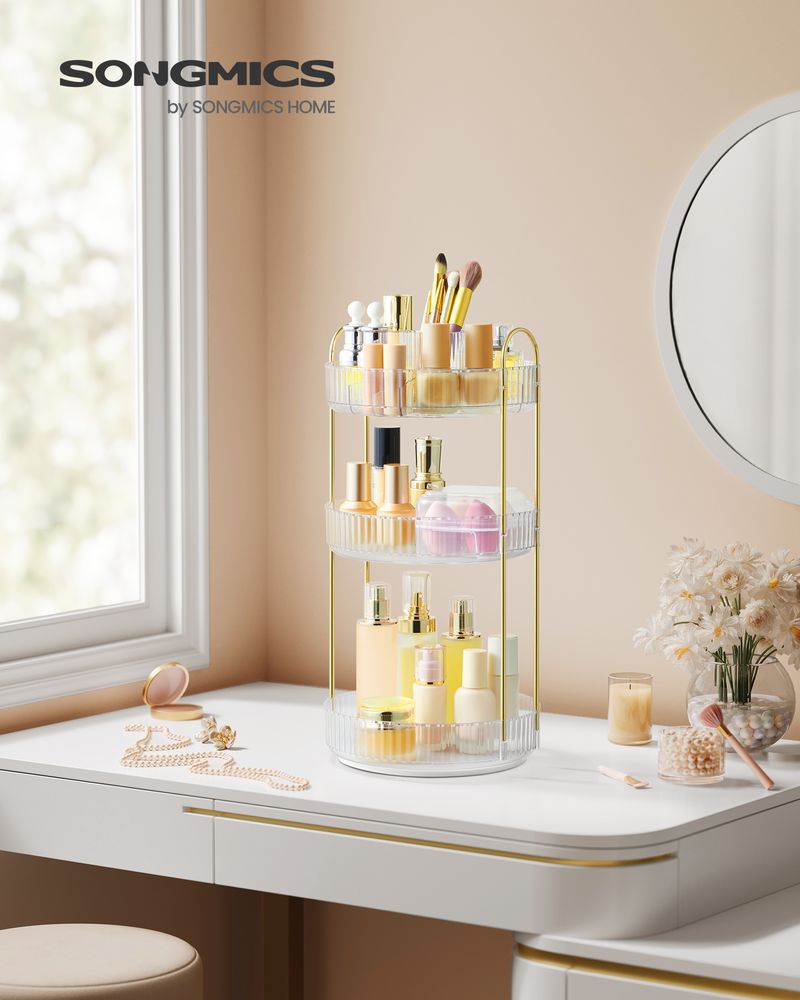 SONGMICS Round Rotating Skincare Organizer Countertop 