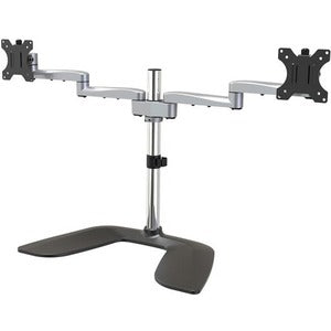 Dual Monitor Stand, Ergonomic Desktop Monitor Stand for up to 32"(17.6lb/8kg) VESA Displays, Free-Standing Adjustable, Silver