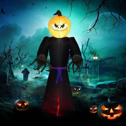 HOMCOM 7 Halloween Inflatable Outdoor Decoration Reaper Ghost Pumpkin, Blow Up LED Yard Decor For Garden, Lawn, Party, Holiday, Waterproo 
