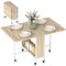 Folding Dining Table, Extendable Kitchen Table for Small Spaces with Storage Shelf and 6 Wheels, Natural Wood