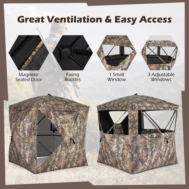 270° See Through Hunting Blind Tent with Silent Magnetic Door