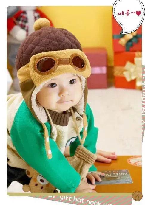 Baby and Toddler Winter hat Hooded Winter Pilot  Beanie Warm baby cap 