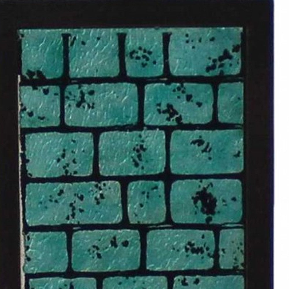 13 X 15 X 30.75 Black Metal With Teal Brick Pattern - Table Lamp