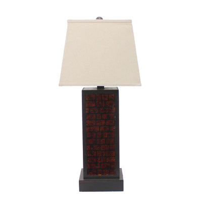 31" Black Metal Bedside Table Lamp With White Shade 