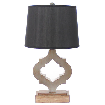 12 X 14 X 25.25 Black Traditional Wooden Linen Shade - Table Lamp 