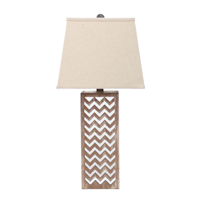 6 X 6 X 27.5 Tan Metal Mirror - Table Lamp 