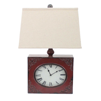 7 X 7 X 22 Red Vintage Metal Clock Base - Table Lamp 