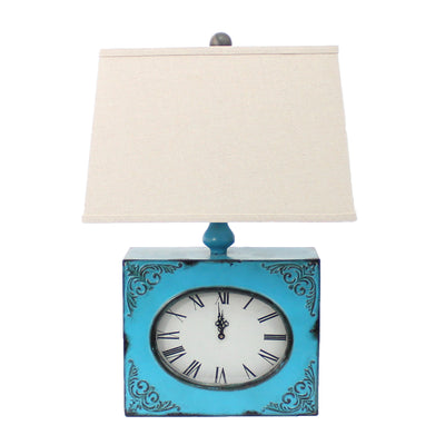 7 X 7 X 22 Blue Vintage Metal Clock Base - Table Lamp 