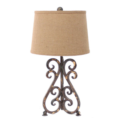 13 X 11 X 23.75 Bronze Vintage Metal Khaki Linen Shade - Table Lamp 