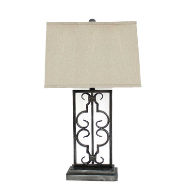 5.5 X 9.25 X 28.75 Gray Industrial With Stacked Metal Pedestal - Table Lamp 