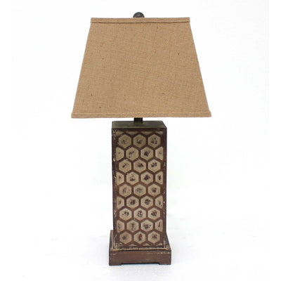 29" Brown Solid Wood Bedside Table Lamp With Brown Shade 