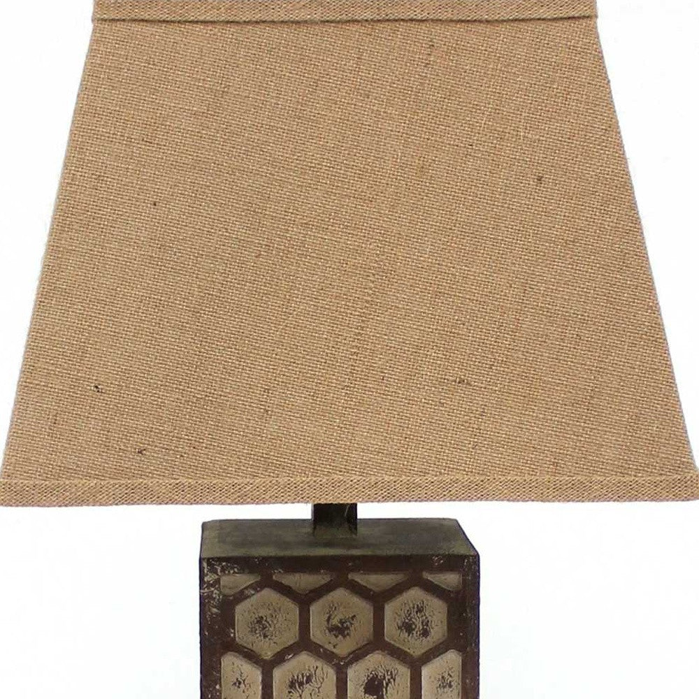 29" Brown Solid Wood Bedside Table Lamp With Brown Shade