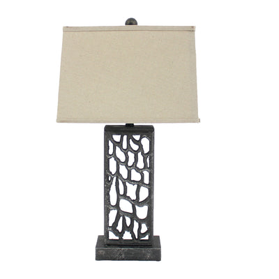 5 X 8 X 28.75 Silver Metal With Multi Mini Grotto Pattern - Table Lamp 