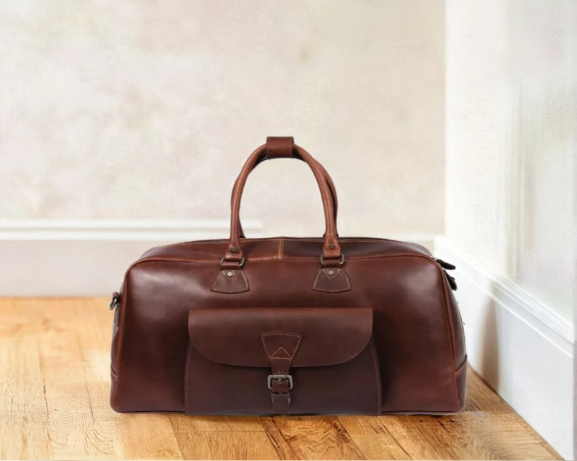 Voyager Leather Duffle – Premium Cowhide Travel Style