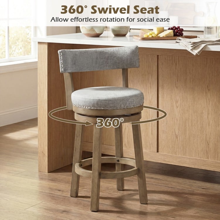 27/31 Inch Swivel Bar Stool with Upholstered Back Seat and Footrest-27 inches